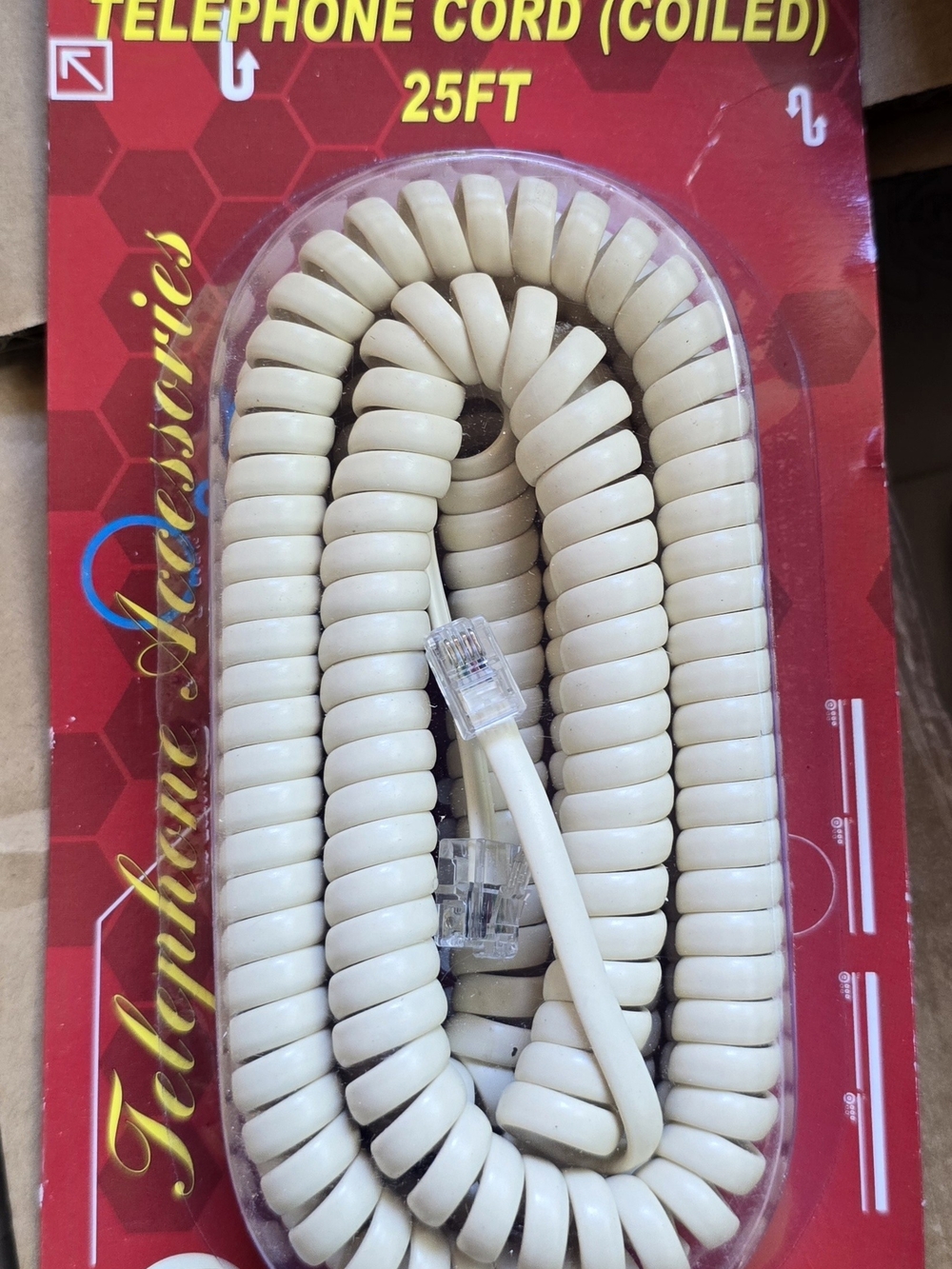 Coiled Telephone Handset Cord - Cream 25ft (10)